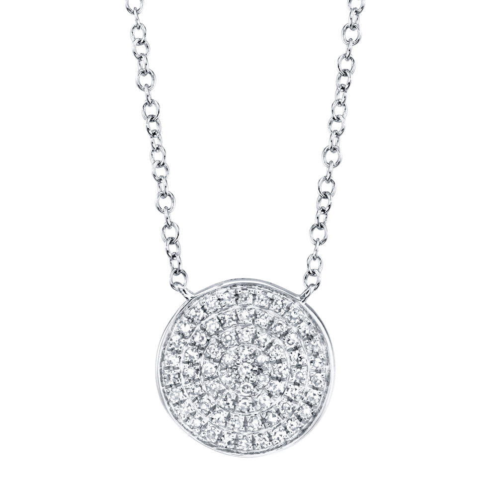 0.15CT 14K W/G DIAMOND PAVE CIRCLE NECKLACE