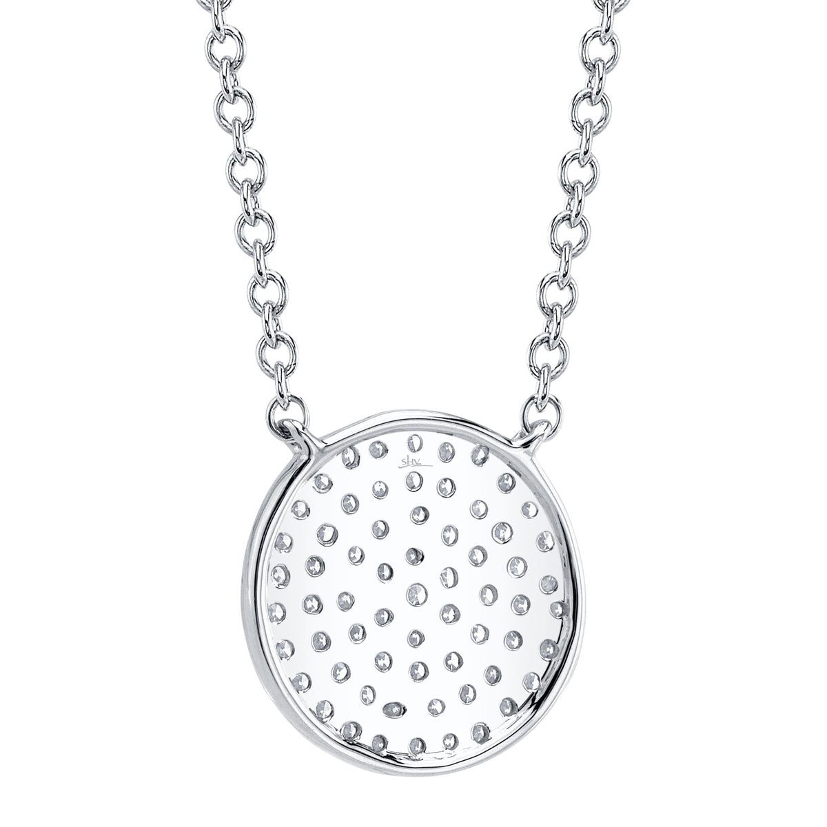 0.15CT 14K W/G DIAMOND PAVE CIRCLE NECKLACE