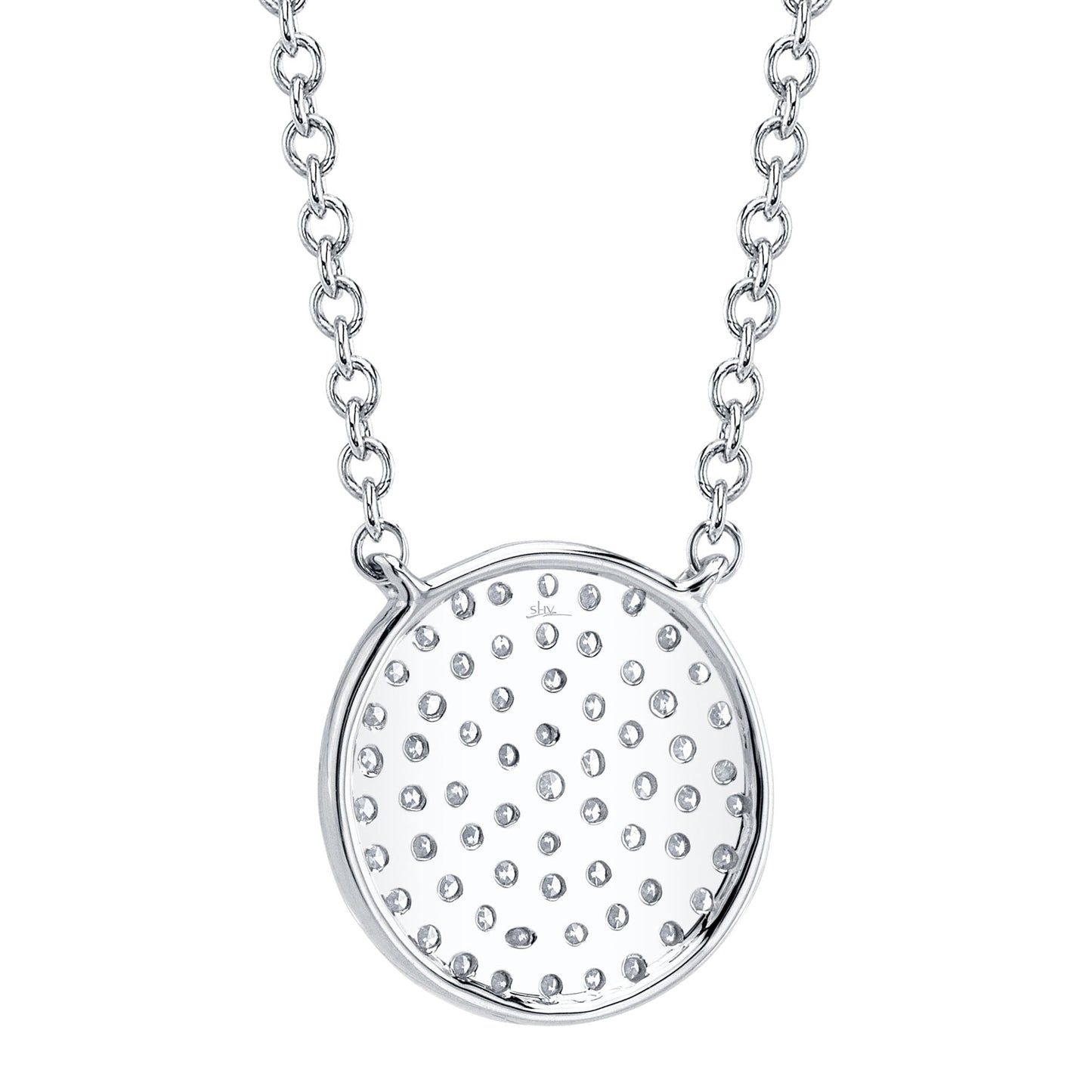 0.15CT 14K W/G DIAMOND PAVE CIRCLE NECKLACE