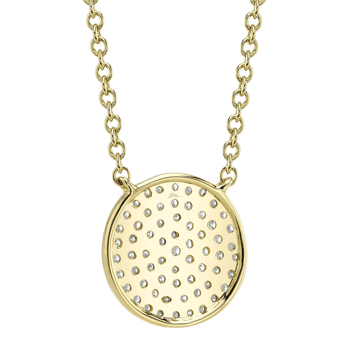 0.15CT 14K Y/G DIAMOND PAVE CIRCLE NECKLACE