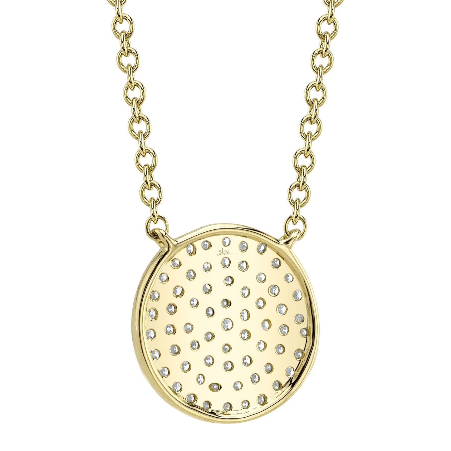 0.15CT 14K Y/G DIAMOND PAVE CIRCLE NECKLACE