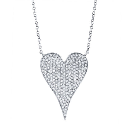 0.43CT 14K W/G DIAMOND PAVE HEART NECKLACE