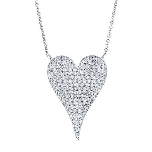 0.83CT 14K W/G DIAMOND PAVE HEART NECKLACE