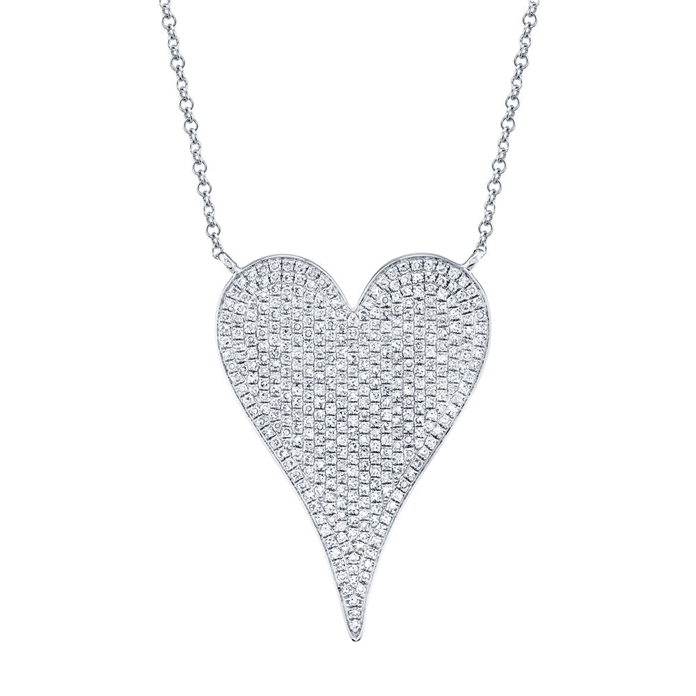 0.83CT 14K W/G DIAMOND PAVE HEART NECKLACE