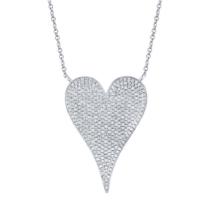 0.83CT 14K W/G DIAMOND PAVE HEART NECKLACE