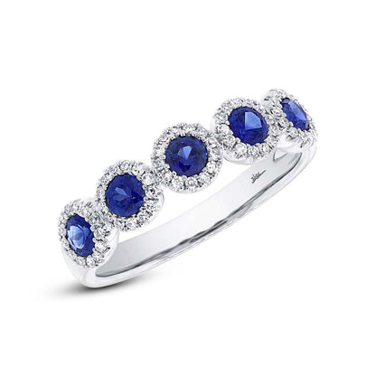 0.20CT DIAMOND & 0.70CT BLUE SAPPHIRE 14K W/G BAND SZ 6