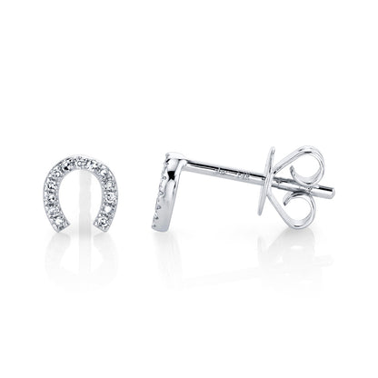 0.06CT 14K W/G DIAMOND HORSESHOE STUD EARRING
