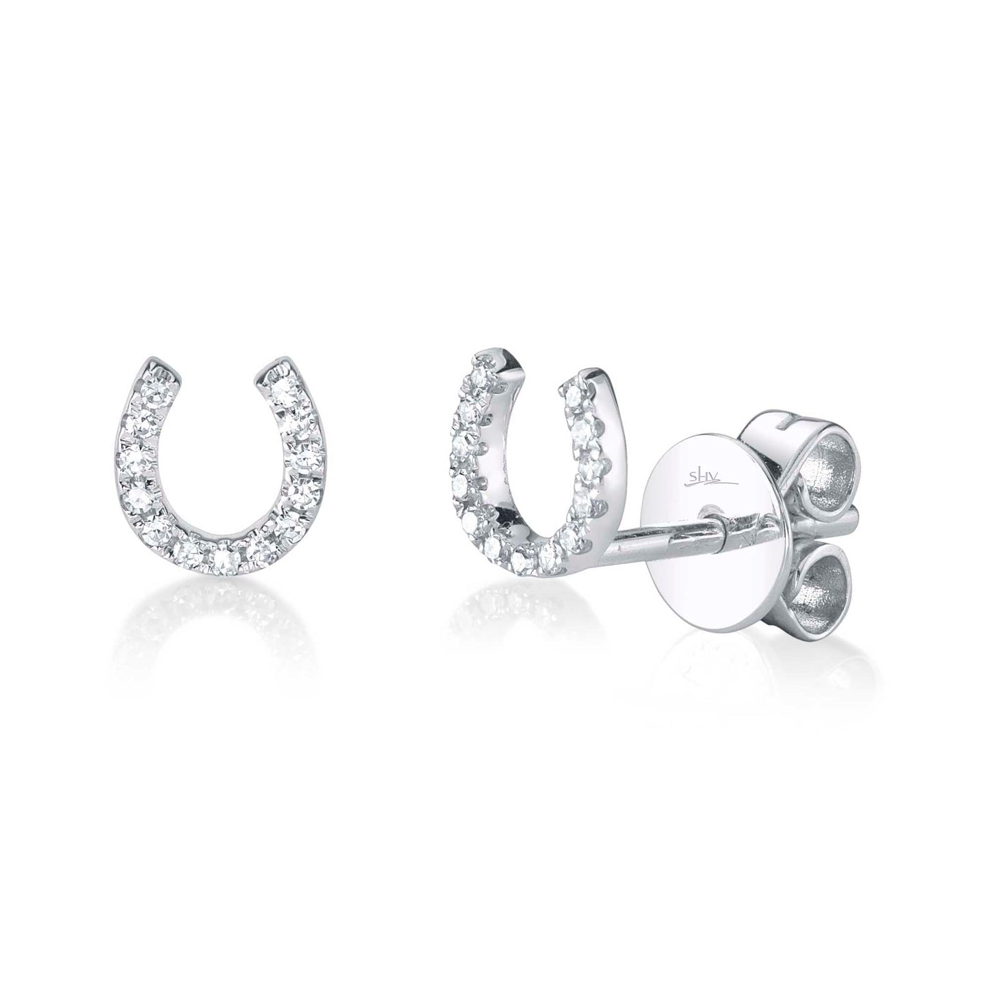 0.06CT 14K W/G DIAMOND HORSESHOE STUD EARRING