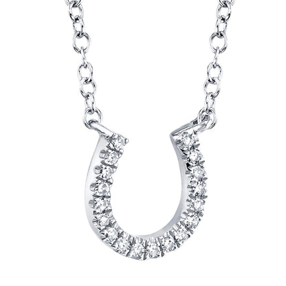0.06CT 14K W/G DIAMOND HORSESHOE NECKLACE