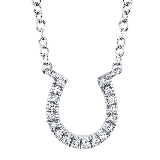 0.06CT 14K W/G DIAMOND HORSESHOE NECKLACE