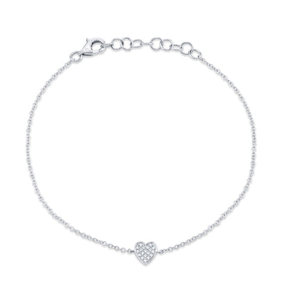 0.04CT 14K W/G DIAMOND PAVE HEART BRACELET