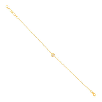 0.04CT 14K Y/G DIAMOND PAVE HEART BRACELET