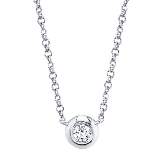 0.05CT 14K W/G DIAMOND BEZEL NECKLACE