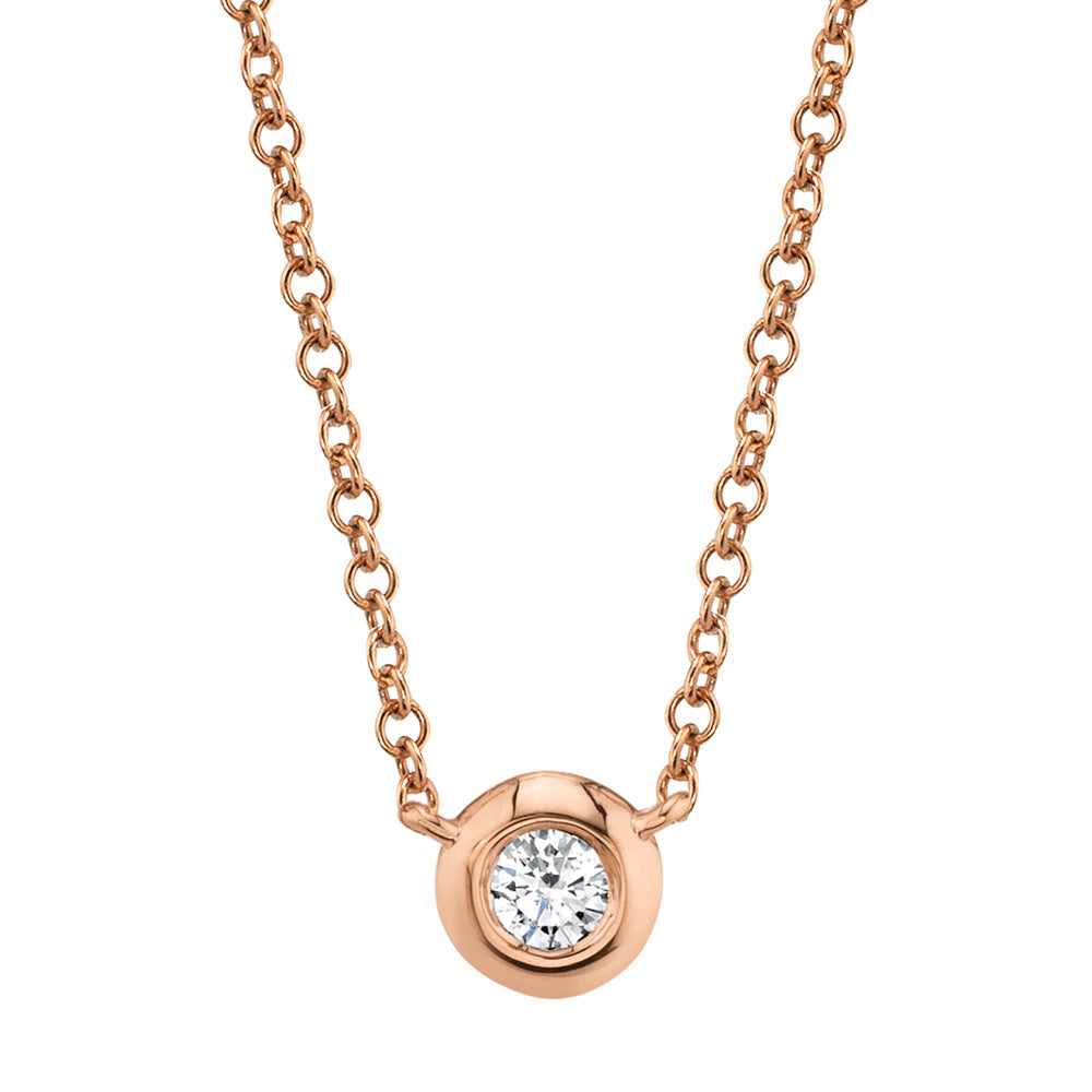 0.05CT 14K R/G DIAMOND BEZEL NECKLACE