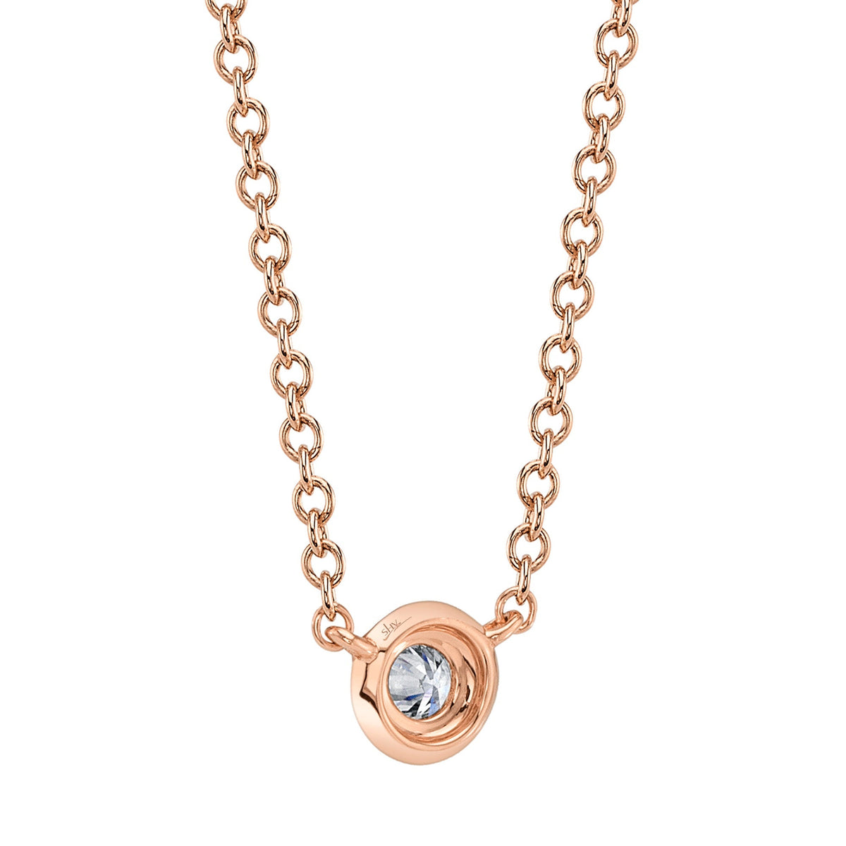 0.05CT 14K R/G DIAMOND BEZEL NECKLACE