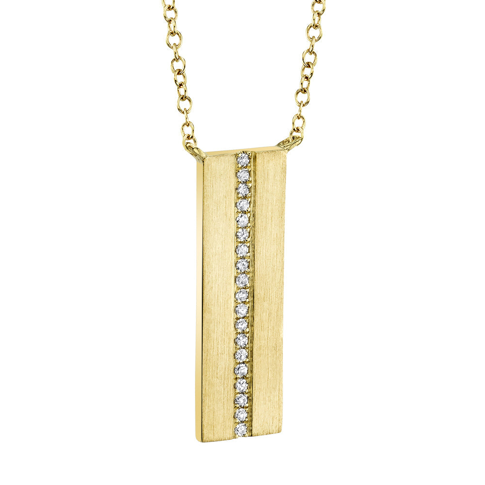 0.06CT 14K Y/G DIAMOND BAR MATTE NECKLACE