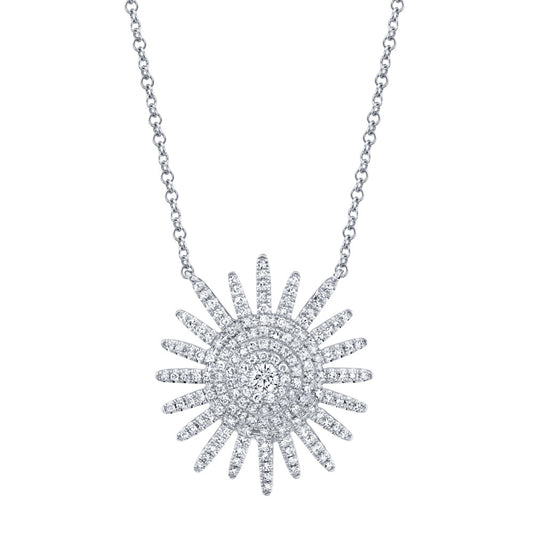 0.43CT 14K W/G DIAMOND STARBURST NECKLACE