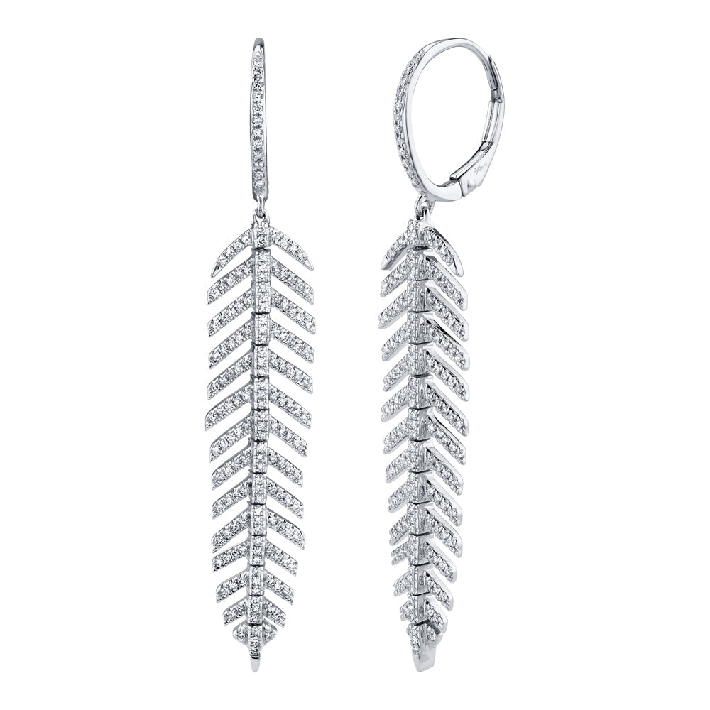 0.60CT 14K W/G DIAMOND FEATHER EARRING