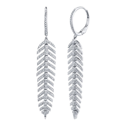0.60CT 14K W/G DIAMOND FEATHER EARRING
