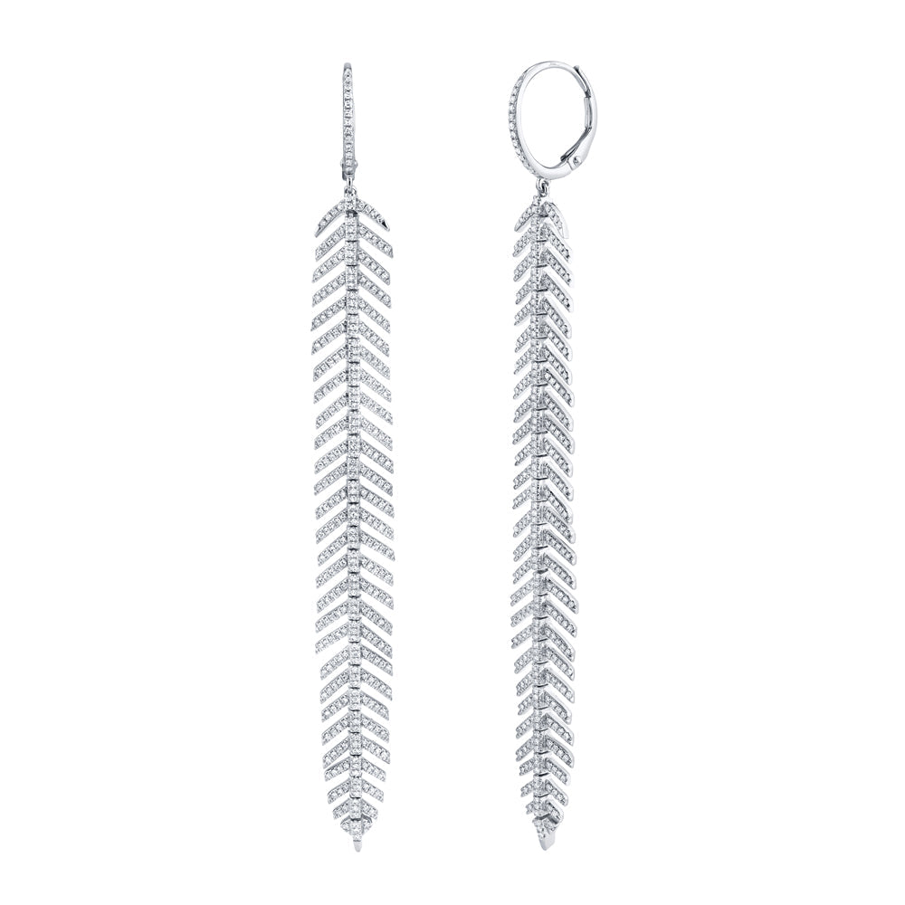 1.43CT 14K W/G DIAMOND FEATHER EARRING