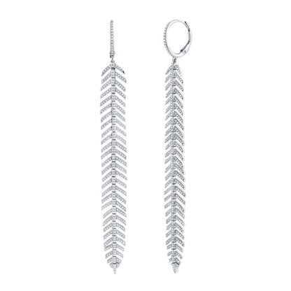 1.43CT 14K W/G DIAMOND FEATHER EARRING