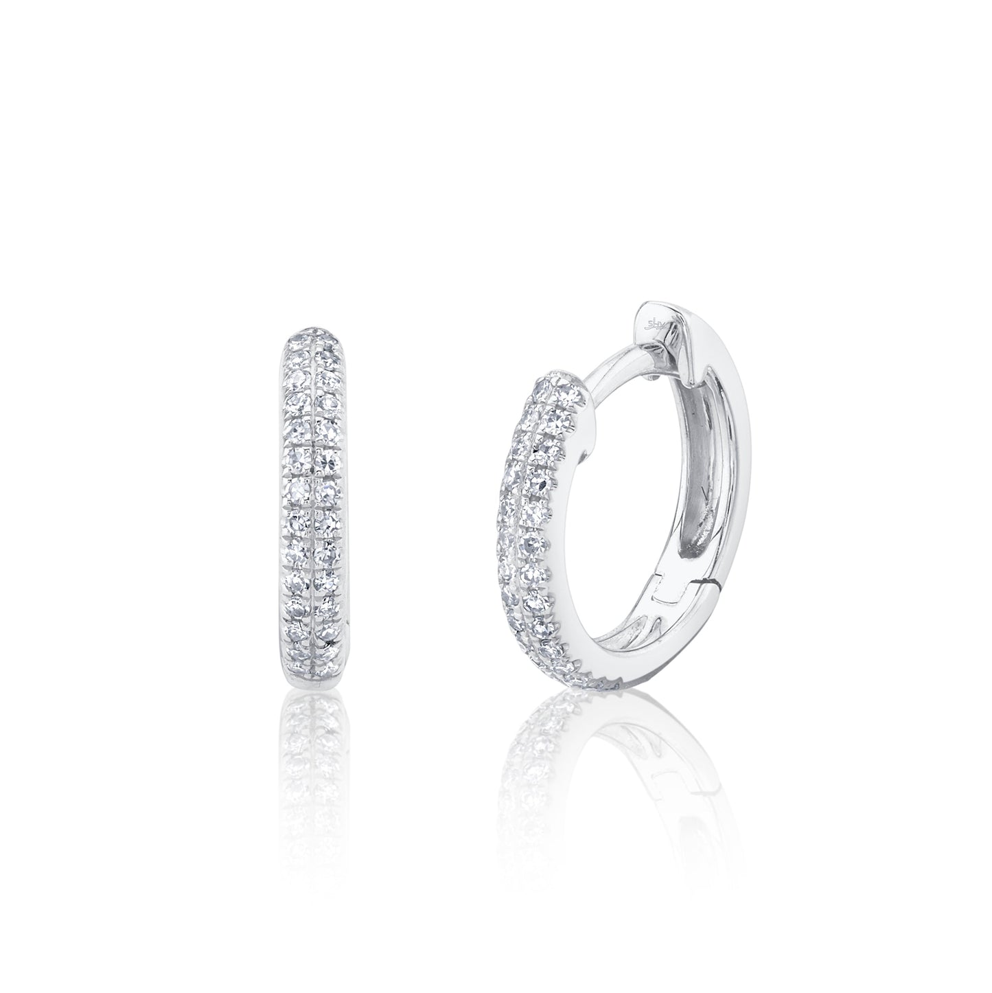 0.12CT 14K W/G DIAMOND PAVE HUGGIE EARRING