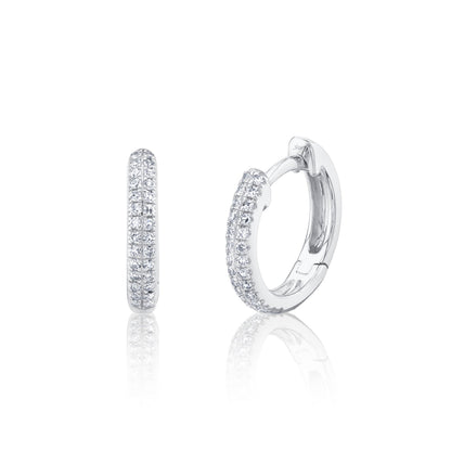 0.12CT 14K W/G DIAMOND PAVE HUGGIE EARRING