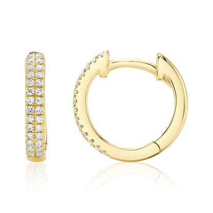 0.12CT 14K Y/G DIAMOND PAVE HUGGIE EARRING