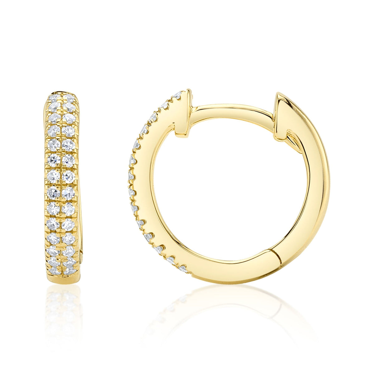 0.12CT 14K Y/G DIAMOND PAVE HUGGIE EARRING