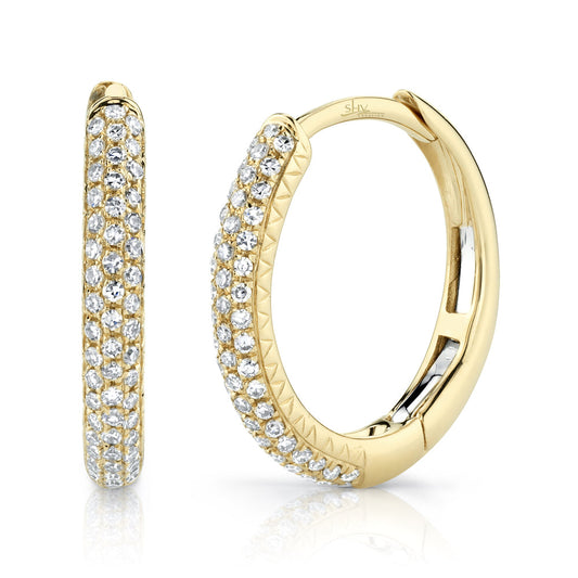 0.21CT 14K Y/G DIAMOND PAVE HOOP EARRING