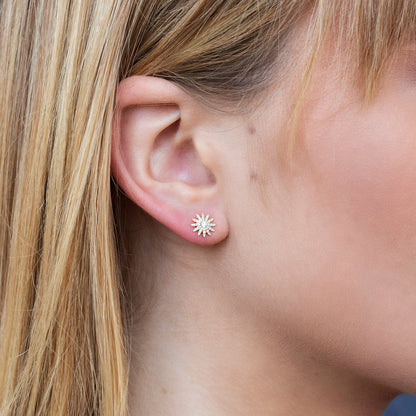 0.24CT 14K Y/G DIAMOND STARBURST STUD EARRING