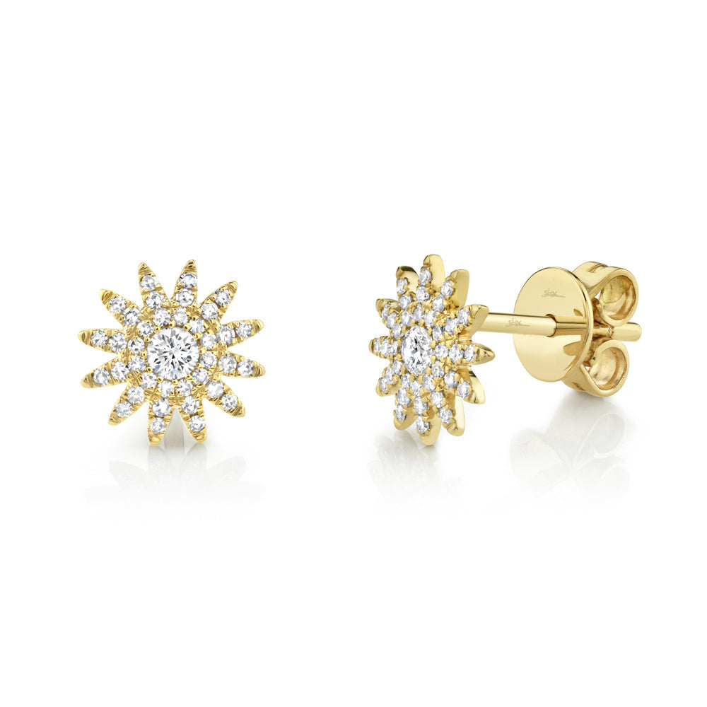 0.24CT 14K Y/G DIAMOND STARBURST STUD EARRING