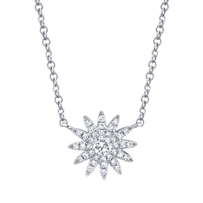0.15CT 14K W/G DIAMOND STARBURST NECKLACE