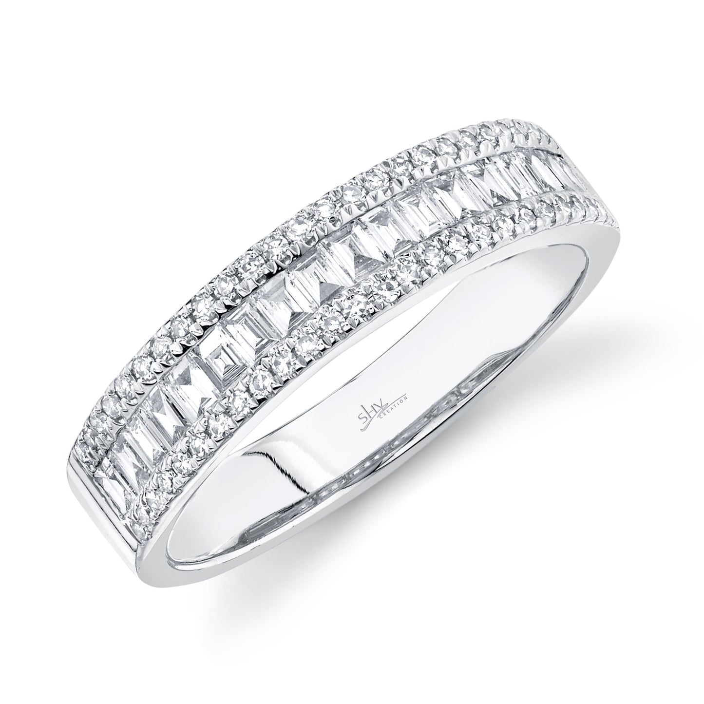 0.55CT 14K W/G DIAMOND BAGUETTE LADY'S BAND