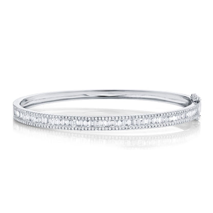 1.74CT 14K W/G DIAMOND BAGUETTE BANGLE