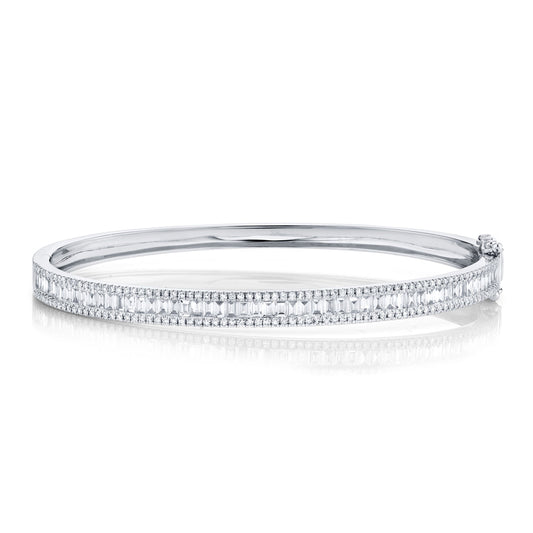 1.74CT 14K W/G DIAMOND BAGUETTE BANGLE