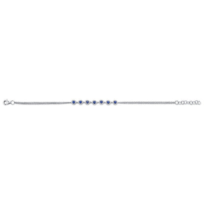 0.21CT DIAMOND & 0.53CT BLUE SAPPHIRE 14K W/G BRACELET