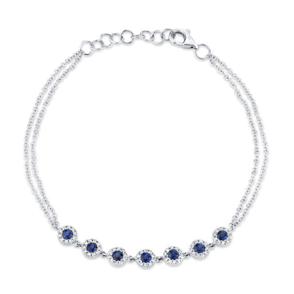 0.21CT DIAMOND & 0.53CT BLUE SAPPHIRE 14K W/G BRACELET