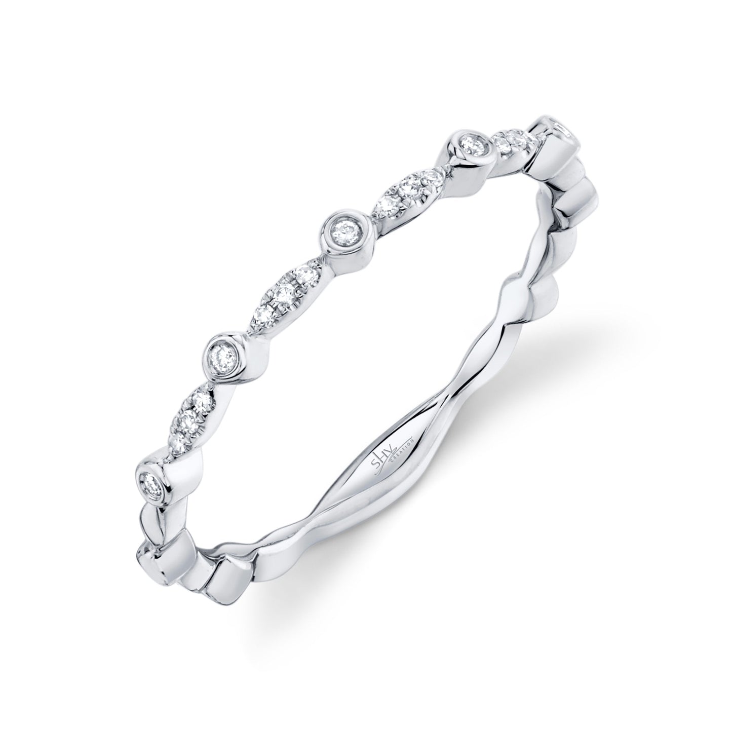 14K White Gold Diamond Bezel Setting Band