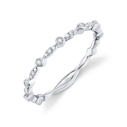 14K White Gold Diamond Bezel Setting Band