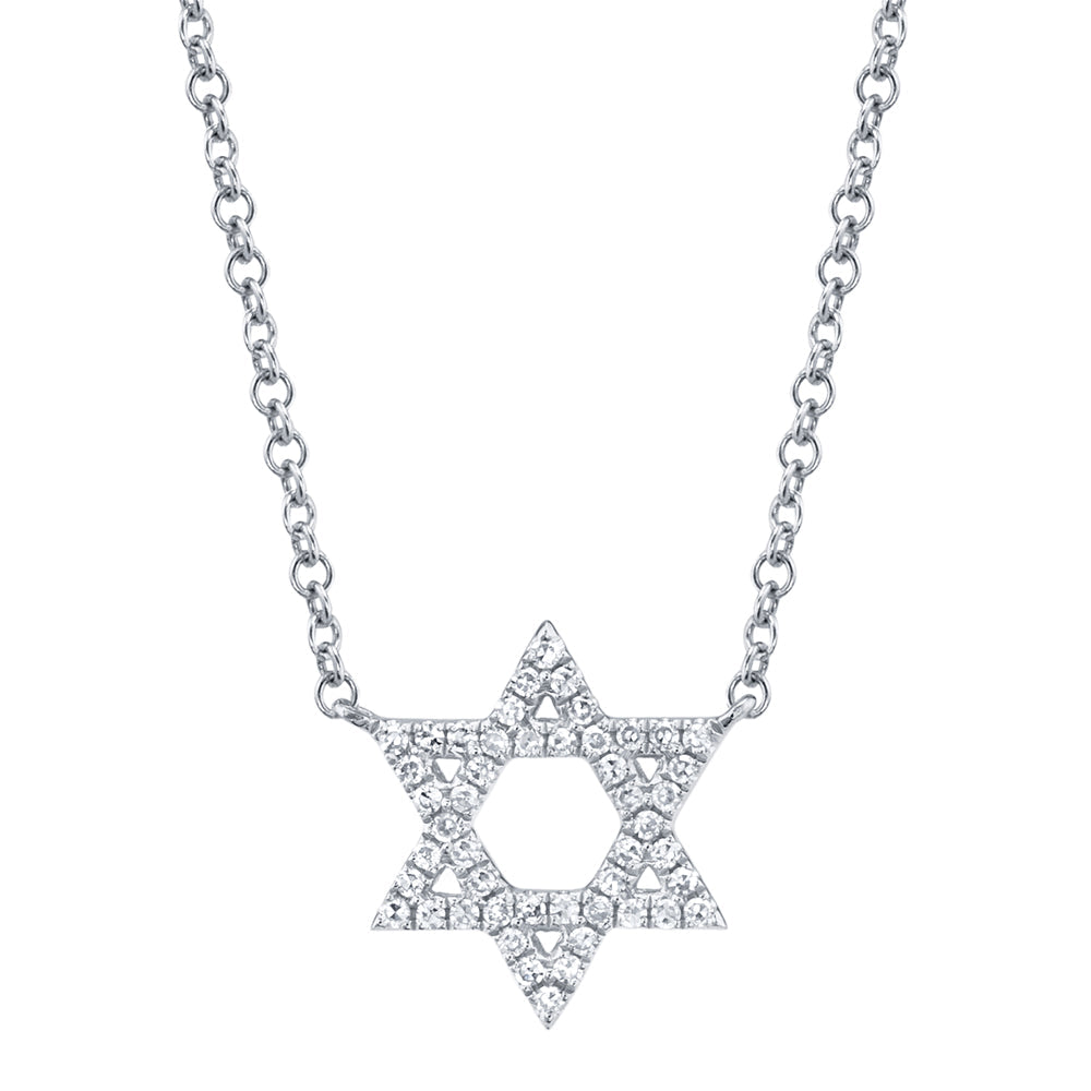 0.11CT 14K W/G DIAMOND STAR OF DAVID NECKLACE