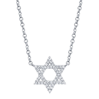 0.11CT 14K W/G DIAMOND STAR OF DAVID NECKLACE