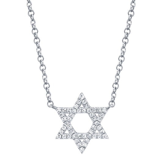 0.11CT 14K W/G DIAMOND STAR OF DAVID NECKLACE
