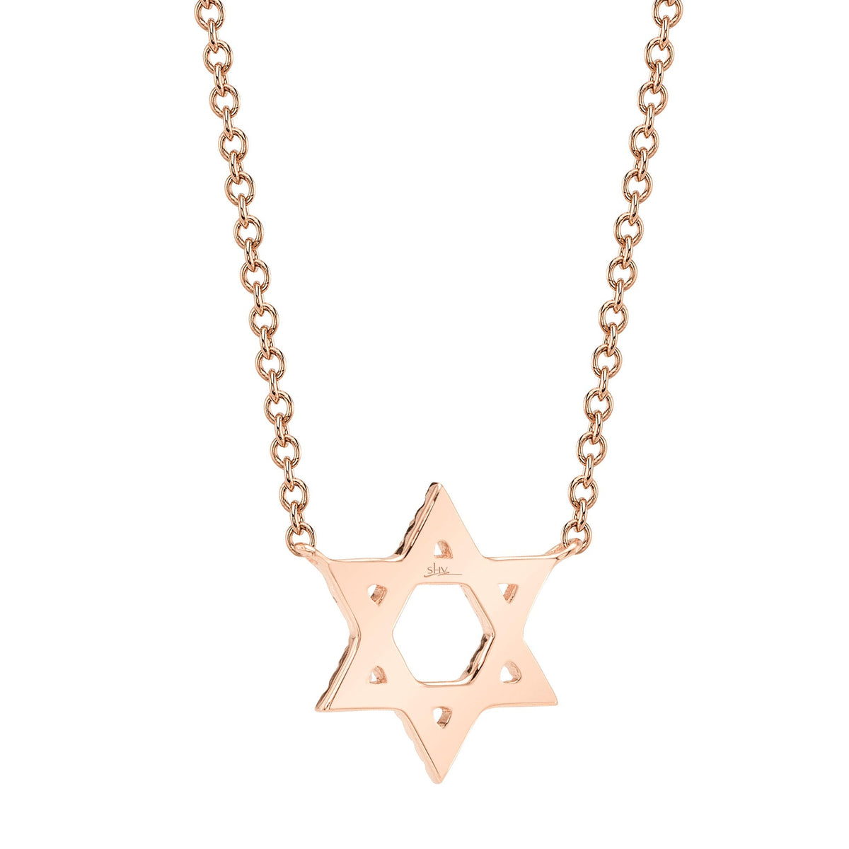 0.11CT 14K R/G DIAMOND STAR OF DAVID NECKLACE