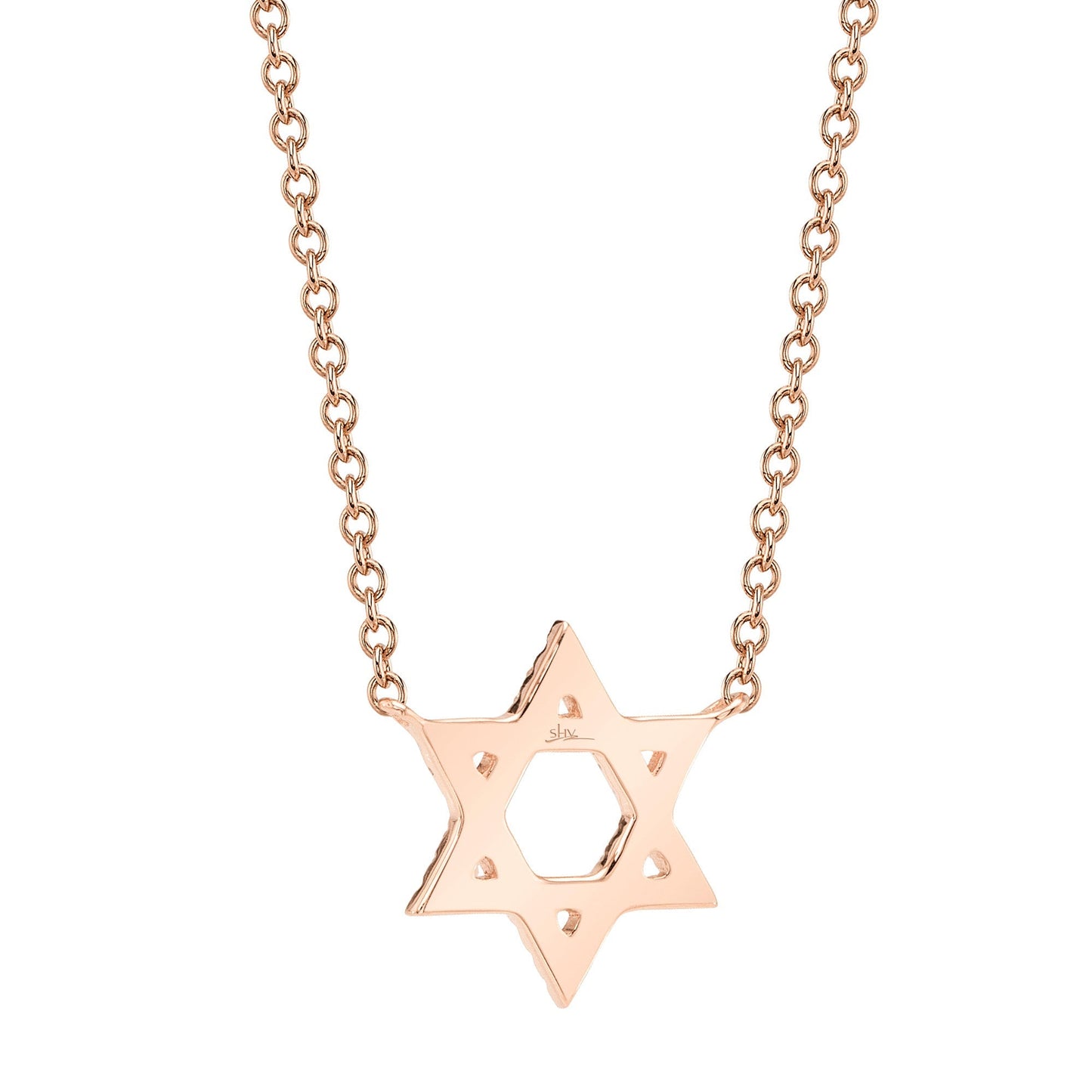 0.11CT 14K R/G DIAMOND STAR OF DAVID NECKLACE