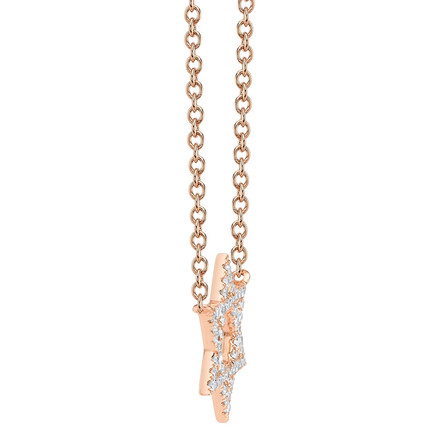 0.11CT 14K R/G DIAMOND STAR OF DAVID NECKLACE