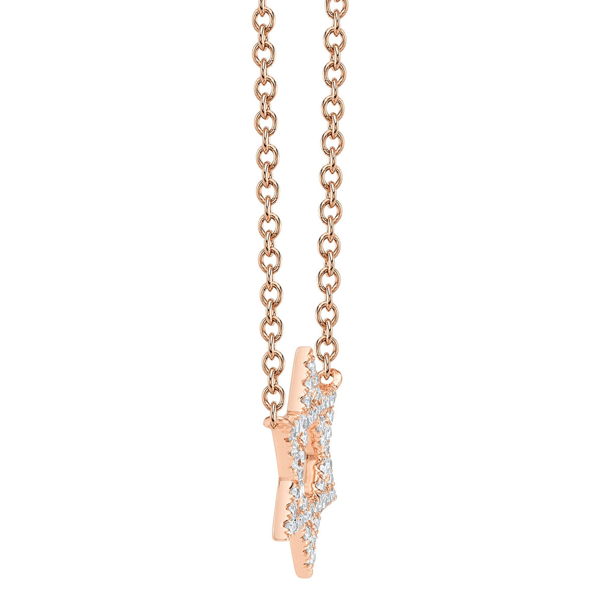 0.11CT 14K R/G DIAMOND STAR OF DAVID NECKLACE