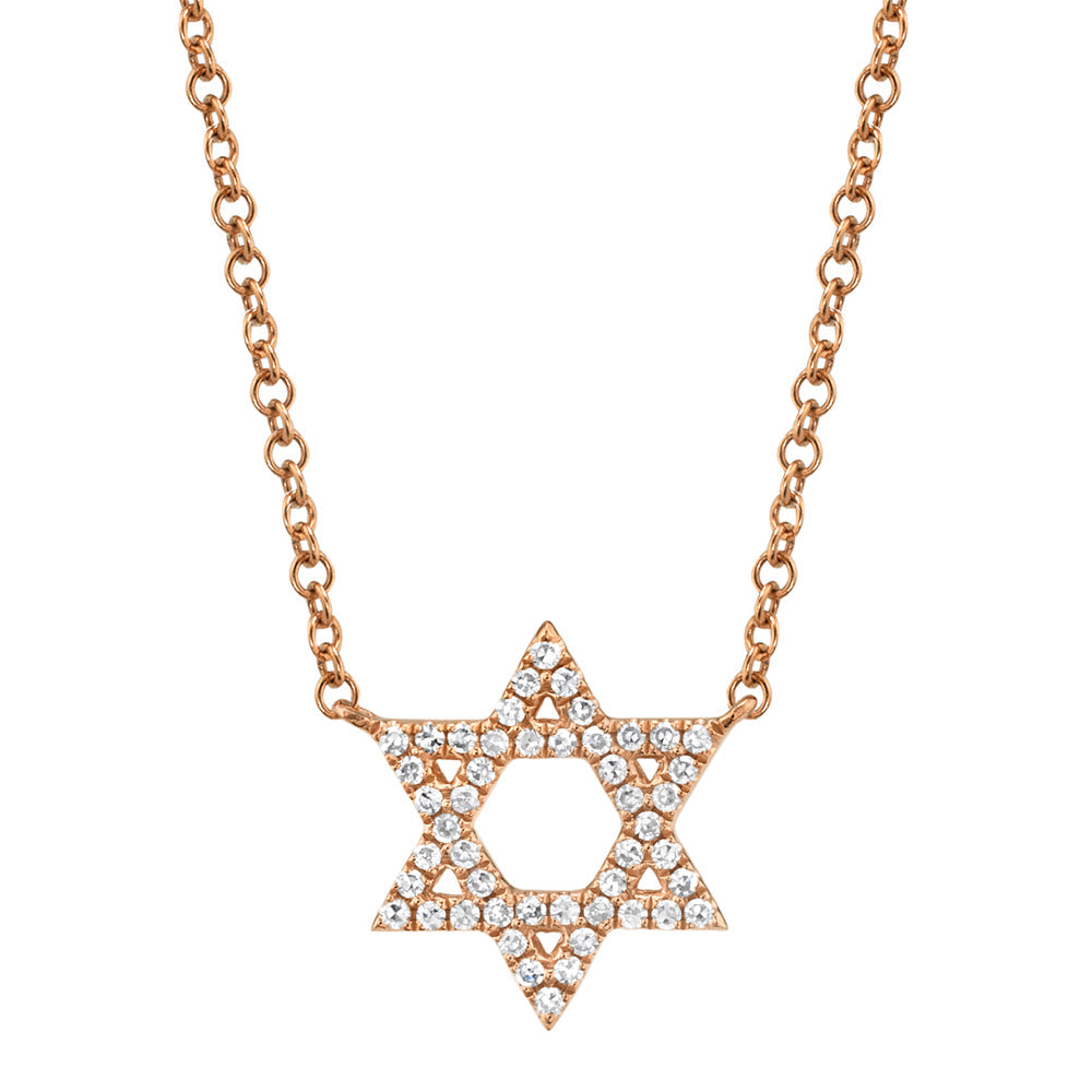 0.11CT 14K R/G DIAMOND STAR OF DAVID NECKLACE