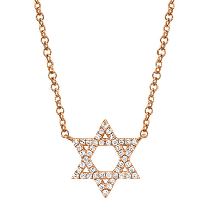 0.11CT 14K R/G DIAMOND STAR OF DAVID NECKLACE