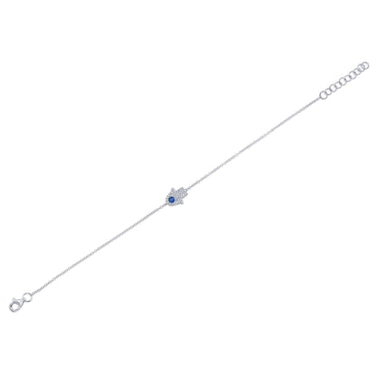 0.09CT DIAMOND & 0.08CT BLUE SAPPHIRE 14K W/G HAMSA BRACELET